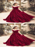 Ball Gowns Off the Shoulder Red Satin Prom Dress LBQ1093